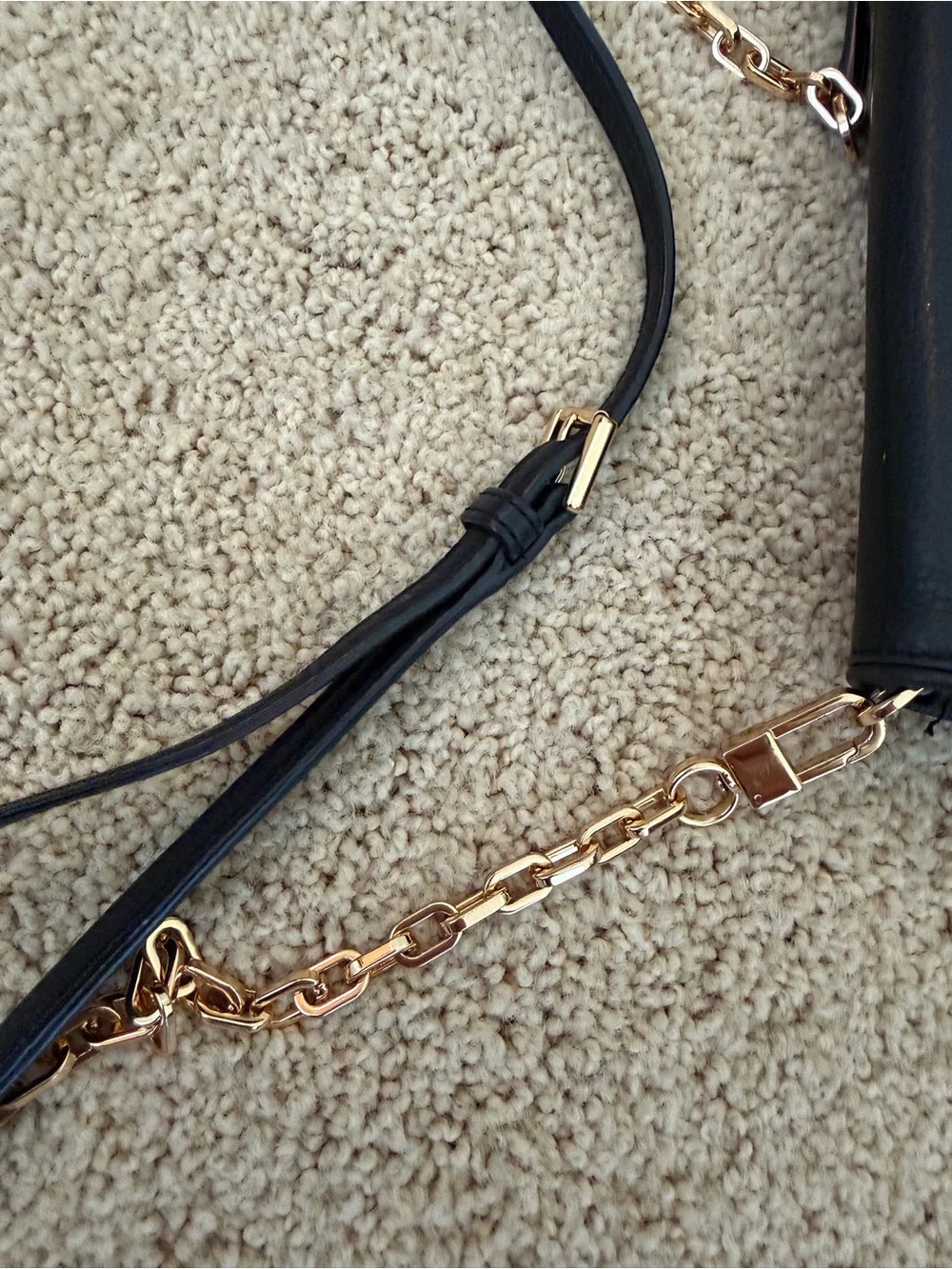 Tory Burch Black Leather Crossbody Bag with Gold Logo and Chain